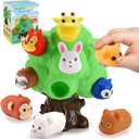 Gifts for 1-5 Year Old Boys, Toddler Toys Farm Animal Learning Toy for Toddlers 1-6 Forest Animal Playset Montessori Toys for 2-6 Girls Sensory Christmas Birthday Gifts for Boys (Colorful)