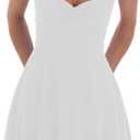 Women Summer Ruffle Sleeve Mini Dresses Solid Color Y2k Tie Back Coquette Strap A-Line Dress (Medium, White)