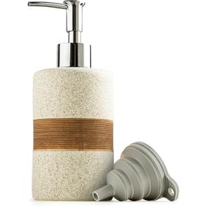 Soap Dispenser for Kitchen & Bathroom, Dish Soap, Hand Soap, Shampoo, Conditioner Dispenser Bottle with Stainless Steel Pump, Includes Silicone Funnel, Non-Slip Design, Kitchen Decor, White