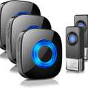 Wireless Doorbell, PHYSEN Classroom Door bell Chimes with Mute Mode - 58 Ringtones&5 Volume Levels Operating at 1300-ft Range LED Strobe, 2 Transmitters+3 Receivers Waterproof Doorbell Kit for Home (Black)