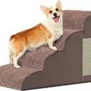 Dogs Steps for Bed, Dog Stairs for Small Dogs, 4-Step Dog Ramp for Bed, Couch, Sofa, and Chairs, Non-Slip Bottom Design, Cat Scratching, High Density Foam Portable Pet Step, Indoor, Coffee