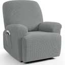 TAOCOCO Recliner Chair Covers Recliner Couch Slipcovers, 4-Pieces Stretch Recliner Covers for 1 Seater Recliner Sofa Slipcover, Furniture Protector Covers with Jacquard Pattern, Sky Gray