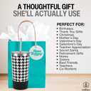 Biddlebee 20oz Insulated Tumbler with Straw and Slider Lids | Cute Stainless Steel Coffee Cup and Water Bottle with Silicone Boot | Gift for Women, Mom or Best Friend | Travel Mug Hot Cold (Black/White)