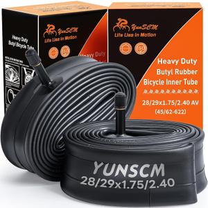 YUNSCM 28"/29" Heavy Duty Bike Tubes AV32mm 29x1.75/2.4 28x1.75/2.4 (45/62-622) Schrader Valve Bicycle Tubes Compatible with 28/29x1.75/1.95/2.0/2.1/2.125/2.25/2.3/2.40 Bike Tire Tubes-2 PCS