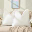 ZWJD Pillow Covers 26x26 Set of 2 Cream Throw Pillow Covers with Fringe Chic Cotton Decorative Pillows Square Cushion Covers for Sofa Couch Bed Living Room Farmhouse Boho Decor