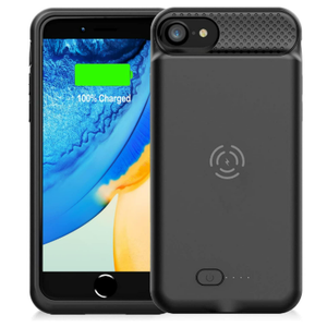 GIN FOXI Wireless Battery Case for iPhone 8/7/6s/6/SE 2020/SE 2022, Slim 5000mAh QI Wireless Charging Battery Case Protective Rechargeable Battery Charging Case for iPhone SE/8/7/6s/6-4.7" Black