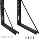 2 PCS 24 x 24 Inch Black Welded Structural Steel Mounting Brackets for Truck Trailer Underbody Tool Boxes with Screws Spacers and Sleeves