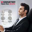 Monster Open Ear AC210 Headphones, True Wireless Bluetooth Earphones with Microphone, Wireless Headphones 30 Hours Playback, Type-C Charging, Touch Control, IPX5 Waterproof Open Ear Earbuds,White