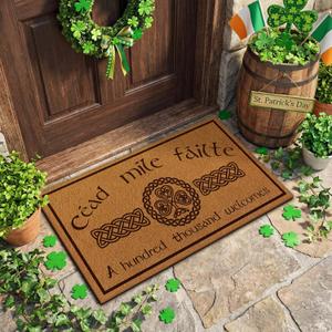 Dunzy Irish Welcome Doormat St Patrick's Day Irish Decor Cad Mle Filte Celtic Welcome Mat Imitation Coir Door Mat a Hundred Thousand Welcomes for Home Entrance Kitchen Porch