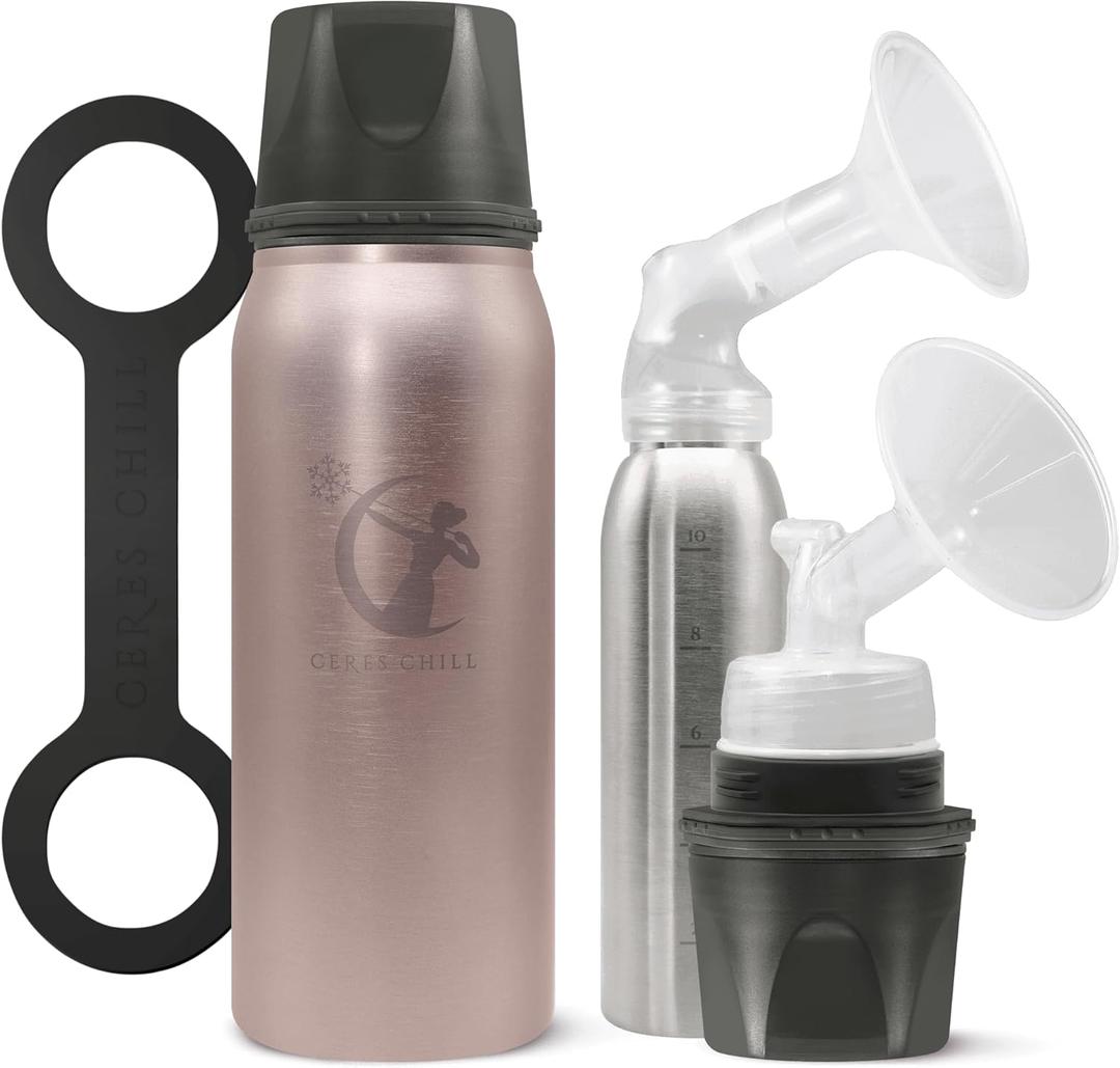 CERES CHILL OG Breastmilk Chiller & Warmer  1234oz Portable Breast Milk Cooler, Storage & Baby Bottle for Travel, Work or On-The-Go  Pump Compatible Container  La Vie En Rose Gold