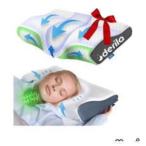 Derila Cervical Neck Pillow for Sleeping - Support Pillow for Back, Stomach, Side Sleeper Contour Memory Foam Pillows for Shoulder Relief, for Women 19.7" x 11.8" x 3.9"