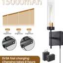 Wall Sconce Set of 2,Battery Operated Wall Sconce,Infinitely Dimmable with Remote Control,15000mAh Endurance 200 Hours,Fast Charging,Wireless Wall Lights for Bedroom Living Room Hallway
