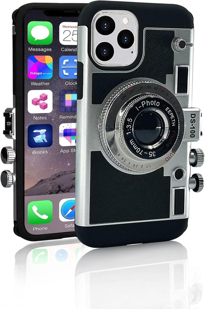 Emily in Paris iPhone 13 Pro Case - Vintage Camera Design, 3D Look, Anti-Lost Lanyard