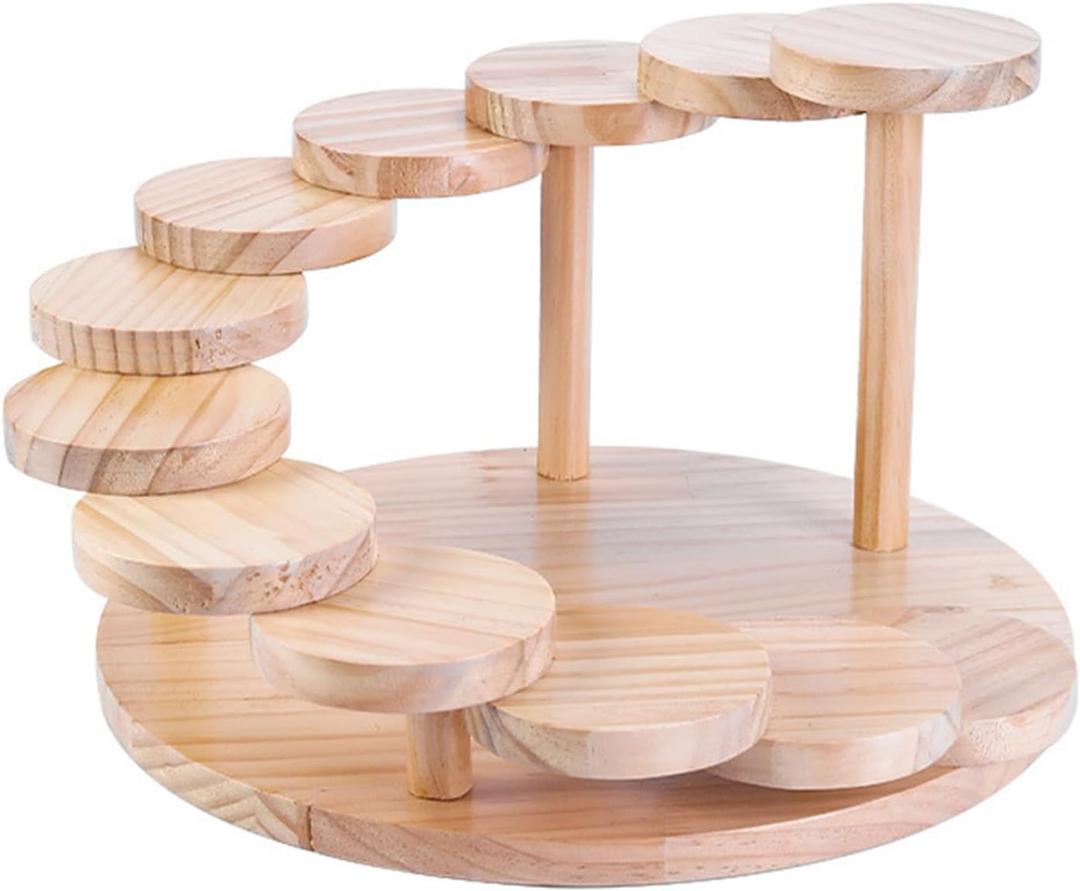 12 Steps Stairs Wooden Sushi Plate Serving Tray, Japanese Creative Rotating Meat Plate Sushi Plate Dish For Home Restaurant Sushi Mat (Round)