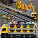 78-Inch Cars Trucks Toys for Toddler 1-3 2-4 3-5 4-7 Years Old Boys Kids, Transport Truck Toy with 24 Pcs Die-Cast Cars, Toys Gifts for 3 4 5 6 Year Old Boy, Toddler Boy Toy Ages 3-5 4-7