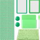Timgle 8 Pcs Magnetic Locker Set Including Magnetic Wallpaper Mirror Locker Organizer Carpet Whiteboard Dry Erase Marker Accessories for Office School Supplies(Green, Wavy Style)