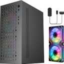 Mini-ITX PC Case with 2x120mm ARGB Fans, High Airflow ITX Case, ATX PSU Support, USB 3.0 Port, Small Form Factor ITX Computer Case