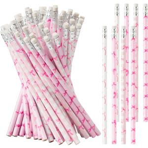 Xqumoi 60Pcs Coquette Pink Bow Pencils with Eraser - Preppy Bow #2 HB Pencils, Back to School Classroom Student Rewards, School Office Supply, Party Goodie Bag Fillers Stuffers, Birthday Party Favors