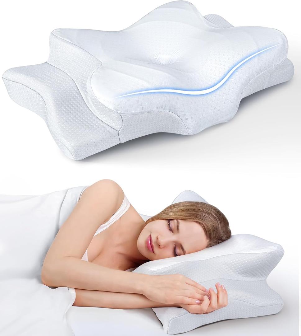 Ultra Pain Relief Cooling Pillow for Neck Support, Adjustable Cervical Pillow Cozy Sleeping, Odorless Ergonomic Contour Memory Foam Pillows, Orthopedic Bed Pillow for Side Back Stomach Sleeper (Queen, White)