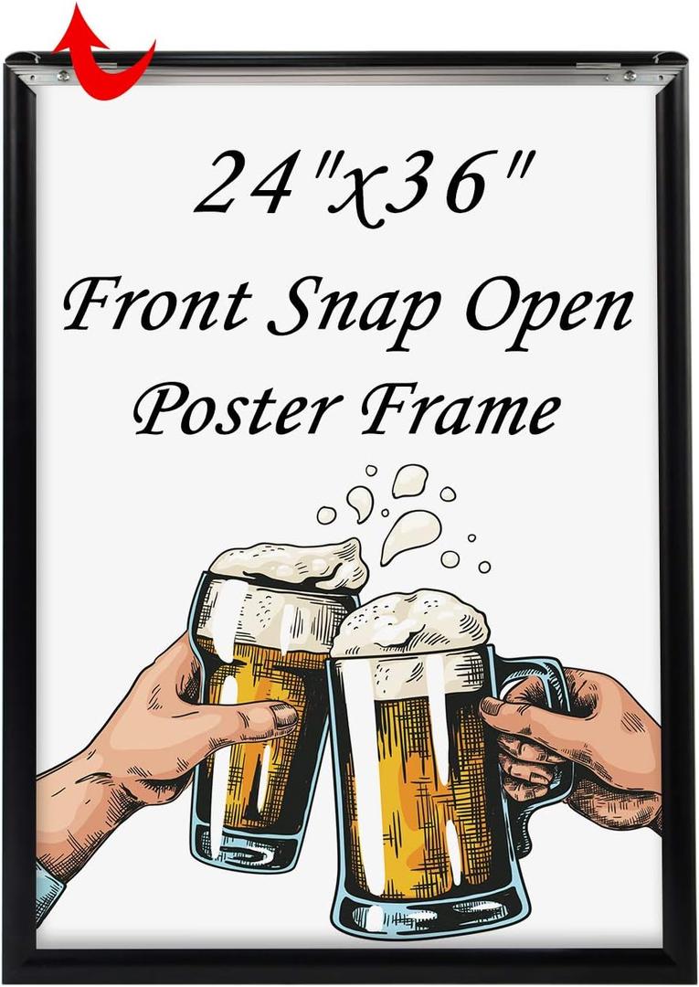T-SIGN 24 x 36 Inches Picture Frame - Poster Frame Wall Mounting Document Certificate Frames - Aluminum with 1 PVC Transparent Protective Film, 1" Profile Black Wall Mounted Display Picture/Photo