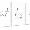 Be Our Guest Wall Decor Guest Room Wall Art Decor Stay Awhile Signs for Home Decor Minimalist Wall Art over the Bed Sign Guest Bedroom Wall Decor Canvas Painting 12x16 Inch (set of 3) Ready to Hang