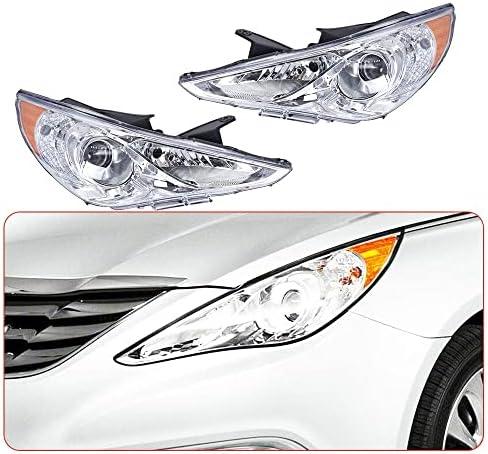 LABLT Headlights Assembly Replacement for Sonata 2011 2012 2013 2014 Projector Headlight Clear Lens Replacement for 209150009 209149009 921013Q000 921023Q000 HY2502159 HY2503159