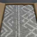 MontVoo-Outdoor Rug-Patio Rug 5x7 ft Polypropylene Indoor Outdoor Rugs Outdoor Carpet for Patio Deck Balcony Porch, Textured Weave, Durable for High Traffic, Fade-resistant, Boho Farmhouse Silver Grey