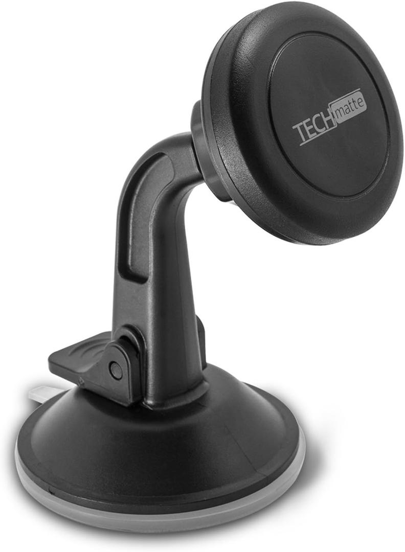 TechMatte Car Phone Mount Magnetic-Dashboard Mounted Car Phone Holder-Universal Smartphone Compatibility with Strong Magnetic Technology (Black), Portable Electronic Device Mount