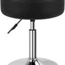 BFTOU Black 4.9-inch Thickened Vanity Stool Round PU Leather Swivel Height Adjustable Makeup Chair Ottoman for Bedroom Living Room SPA Salon Shop Small, 13"D x 13"W x 23.4"H