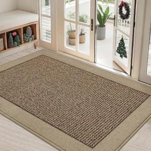 BEQHAUSE Indoor Door Mat 32" x 48", Dirt Trapper Door Mats Non-Slip Entryway Rugs Washable, Resist Dirt Absorbent Welcome Mat, Low Profile Floor Mats for Front Back Door and Entryway, Taupe
