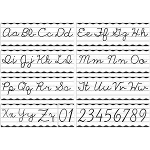 Humyoun Set of 9 Cursive Writing Bulletin Board Cursive Alphabet Wall Strip for Teacher Supplies, Classroom Teaching Tool, Homeschooling, Kids Education (Classic Black)
