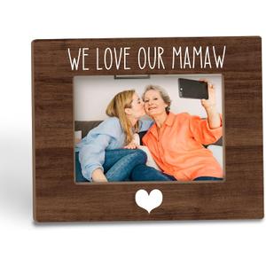 Mamaw Gifts Picture Frame 5x7, Grandma Grandmother Wooden Photo Frame for Desk Display, Gifts for Grandma Mothers Day from Grandkids, We Love Our Mamaw Picture Frames for Home Room Decor