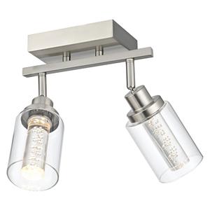 MELUCEE 5 Light LED Track Lighting Kit Brushed Nickel Rotatable Spotlight Kitchen Track Lighting Fixtures Ceiling Mount Bathroom Wall Sconce with Clear Glass, Built-In LED Chips, 5-Color Temperature