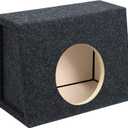 Atrend 8 inch Single Truck Sealed Enclosure Carpeted Car Subwoofer Speaker Box - Improves Audio Quality, Sound and Bass - High Grade MDF Construction with Nickel Finish Speaker Terminal - Black