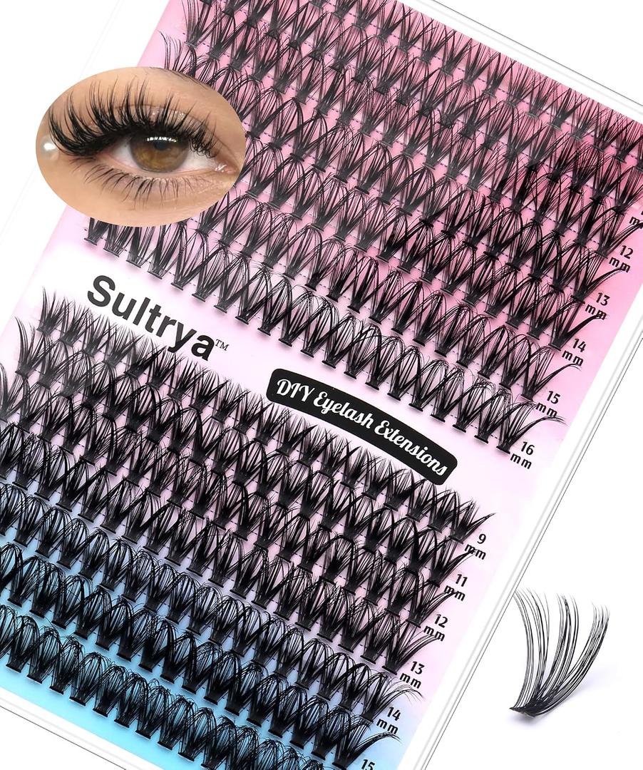 10 x DIY Lash Extensions 30D+40D Natural Volume False Eyelashes Soft Black Imported Lashes Lightweight Individual Cluster Lashes for Everyday Wear at Home Application (280 pcs, 9-16mm, 30D+40D)