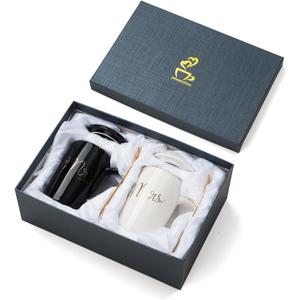 Mr and Mrs Coffee Mugs Set Wedding Gifts for Couples 2026, Engagement Gift for Newlyweds, Bridal Shower and Bachelorette Gifts for Bride,Newly-Married Anniversary for Him and Her (White&Black)