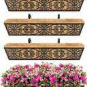 4 Pack 30 Inch Window Boxes Planters Railing Planter Box with Adjustable Brackets & Coco Liners Fabric Plant Grow Bags Deck Railing Planter Boxes Balcony Hanging Flower Box for Outdoor Plants