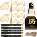 Spakon 25 Set 65th Birthday Party Favor for Guest Anniversary Party Favor Golden Birthday Bookmark Thanks for Coming Pen with Tag Appreciation Gifts for Women Men Wedding New Year