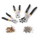 Hoteche 3-in-1 Leather Belt Hole Punch + Eyelet Plier + Snap Button Grommet Setter Tool Kit for Fabric, Shoes,Leather, Clothes, Belt