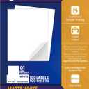 8.5" x 11", 100 Sheets, 100 Printable White Sticker Paper, Full Sheet Shipping Labels for Laser & Inkjet Printers, Letter Size