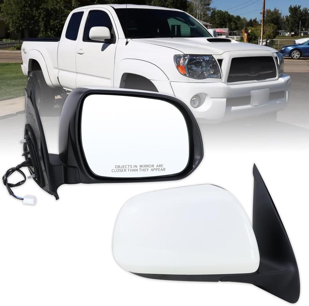 Right Passenger Side Mirror Compatible With 2005 2006 2007 2008 2009 2010 2011 Toyota Tacoma With Manual Folding Power Glass White Replace#8791004170(3Pins)