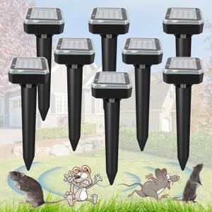 Solar Ultrasonic Mole Repellent for Outdoor Use, Solar Powered Pest Deterrent, 8 Pack