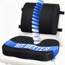 Seat Cushion & Lumbar Support Pillow for Office Chair, Car, Wheelchair Memory Foam Desk Chair Cushion for Sciatica, Lower Back & Tailbone Pain Relief Desk Pad with Adjustable Strap 3D Washable Cover, Cushion18"x 14"x 3" Lumbar Pillow13.7" X 13"x 4"
