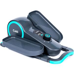 Cubii GO Aqua - Compact Whisper Quiet Under Desk Elliptical with LCD Monitor, Adjustable Resistance, Portable Design with Telescopic Handle & Wheels