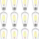 Ascher Vintage LED Edison Bulbs, 6W, Equivalent 60W, Non-Dimmable, Daylight 5000K, 700Lumens, ST58 Antique LED Filament Bulbs with 80+ CRI, E26 Medium Base, Clear Glass, Pack of 12
