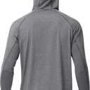 Roadbox Mens UPF 50+ Fishing Shirts, Long Sleeve UV Sun Hoodie, Hiking Running Swim Athletic Workout Shirt (Gray, M)