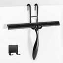 Simtive 12-Inch Shower Squeegee Set, Includes Shower Door Hook and Adhesive Hook, Squeegee for Shower Doors, Mirror and Window, Black