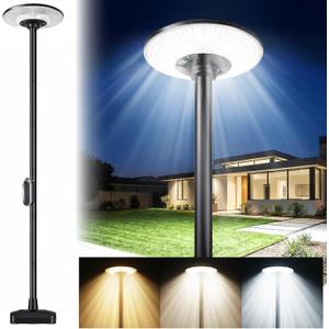 102-Inch Outdoor Solar Lamp Post with Motion Sensor Security, Remote Control Dusk-to-Dawn LED Street Light, IP65 Waterproof Adjustable Metal Pole for Yard, Garden, Pathway & Pool