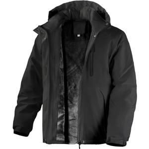Men's Winter Coats,Water Resistant Warm Insulated Hooded Parka Jacket with Fleece Lined for Snow Ski (XX-Large, Black)