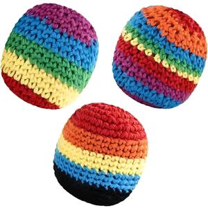 2 x 3 Pack Crochet Footbags, Colors Knitted Kick Sack Balls, Soft Pellet Filled Sack Footbag Juggling Balls for Beginners, Teens & Adults, Outdoor Games & Party Favors